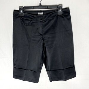 Vintage Y2K Cache Mid Rise Black Satin Bermuda Shorts 4